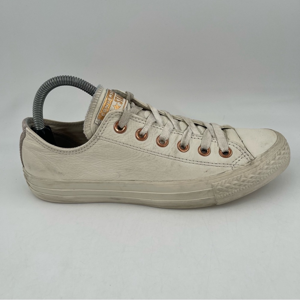 Converse Unisex All Star Limited Edition Cream Leather Rose Gold Eyelet-Women 8